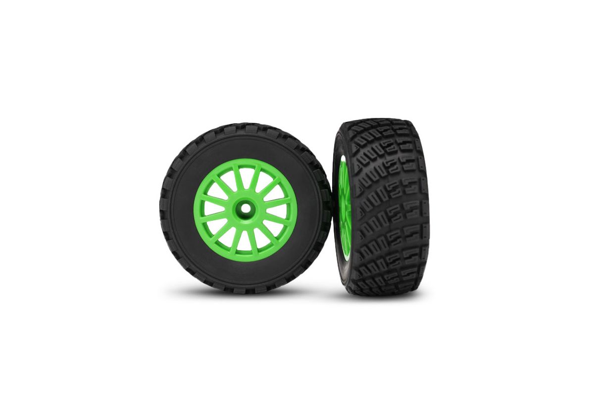 Traxxas 7473X Green 12-Spoke Rally Wheels Tires