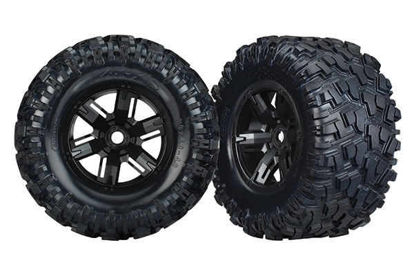 Traxxas 7772 X-Maxx Maxx AT Tires & Black Wheels (2)