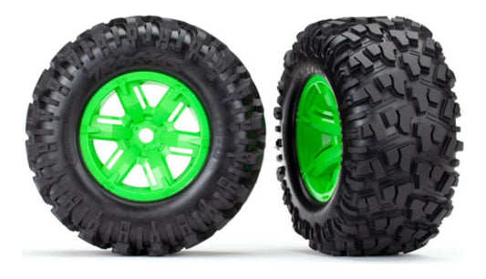 Traxxas 7772G Maxx AT Tires & Green Wheels (2)