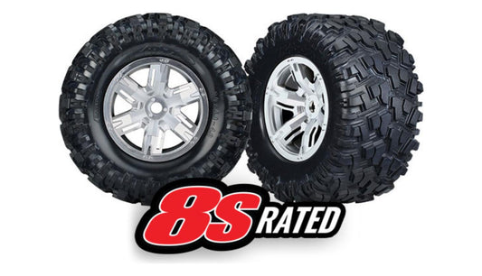 Traxxas 7772R Maxx AT Tires & Satin Chrome Wheels (2)