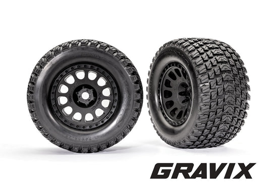 Traxxas 7872 XRT Black Wheels with Gravix Race Tires (2)