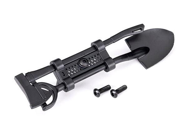 Traxxas 8122-BLK Black Shovel and Axe with Mounting Hardware.