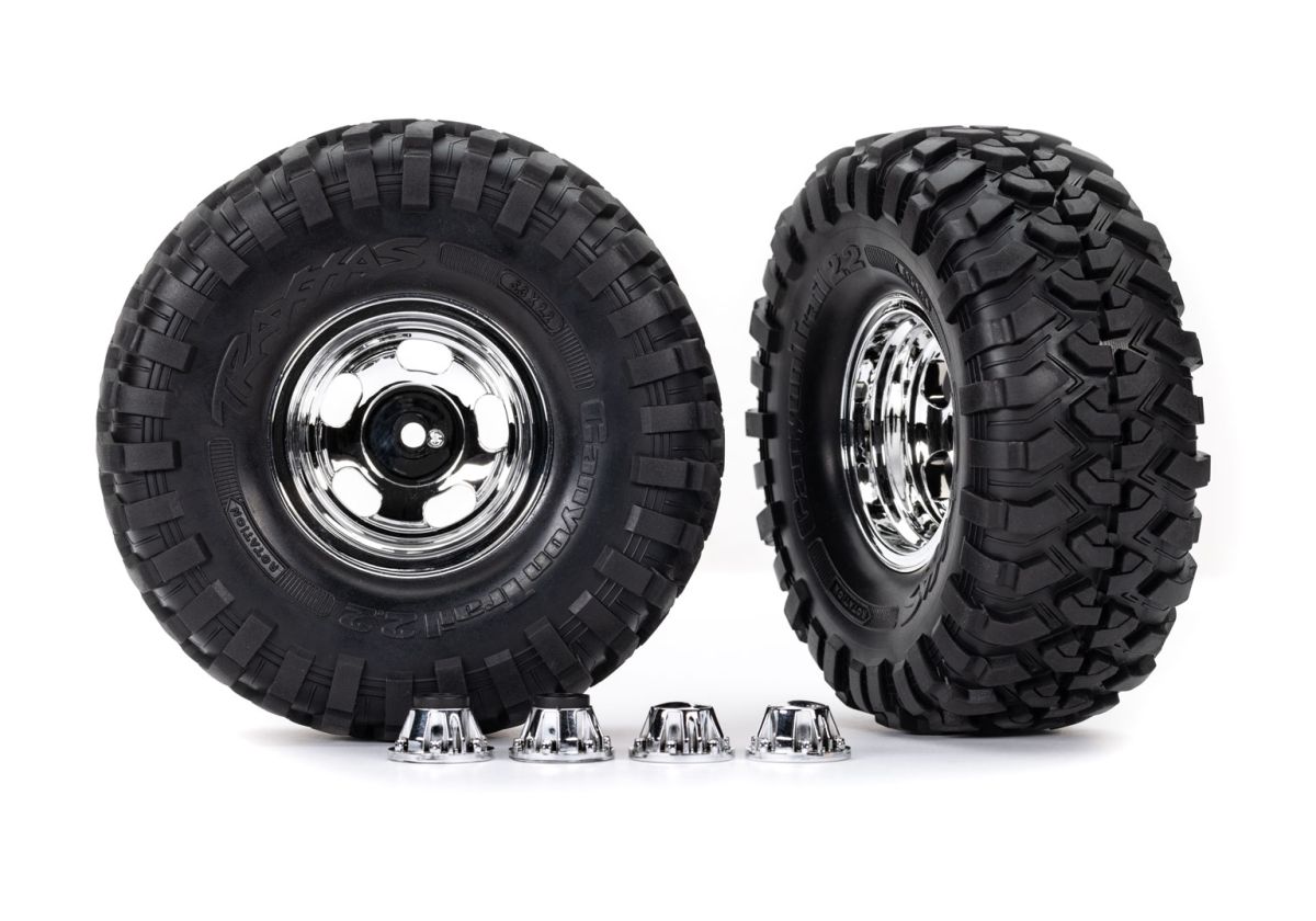 Traxxas 8159X Tires & Wheels, Chrome 2.2"