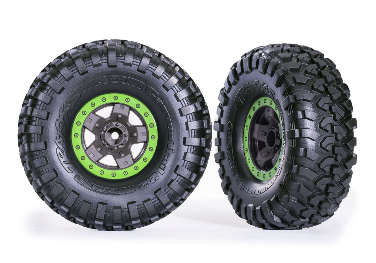 Traxxas 8181-GRN Tires & Wheels, Green 2.2"