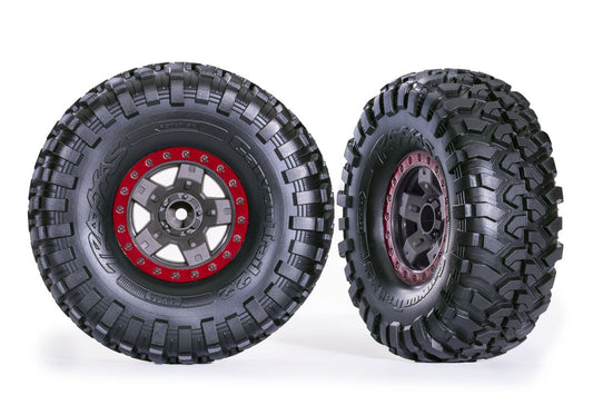 Traxxas 8181-RED Tires & Wheels, Red 2.2"