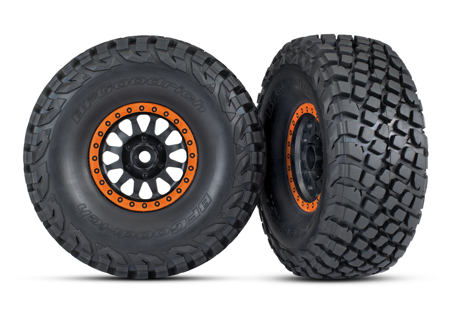 Traxxas 8474-ORNG Black & Orange Desert Racer Wheels w/ BFG Tires (2)