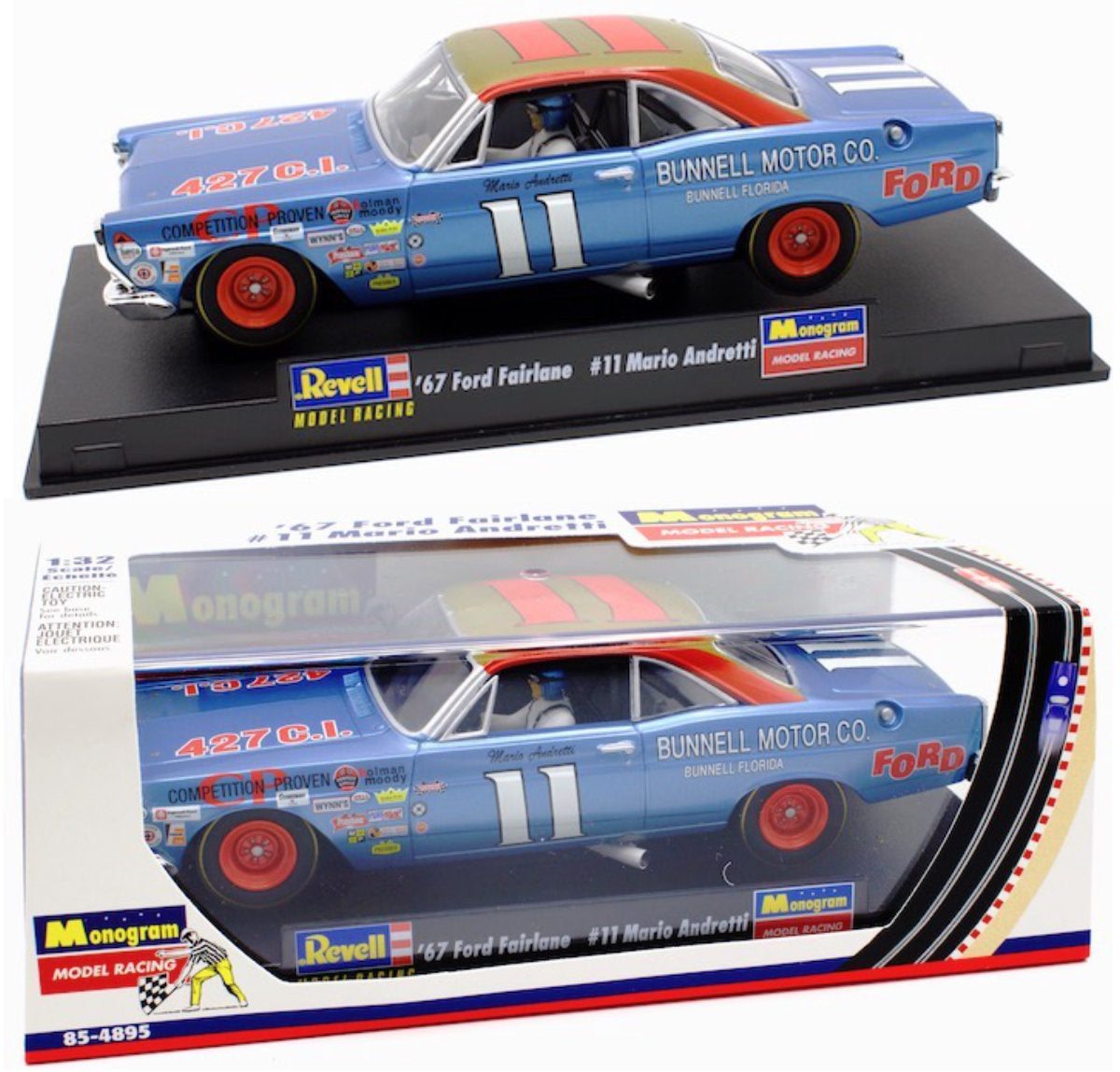 Revell Monogram 1967 Ford Fairlane Mario Andretti Daytona Nascar 1/32 Slot Car 85-4895