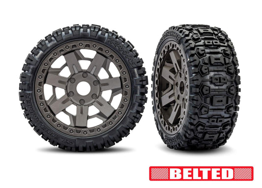 Traxxas 9071-GRAY 3.0" Gray Wheels w/ Belted Sledgehammer Tires (2).