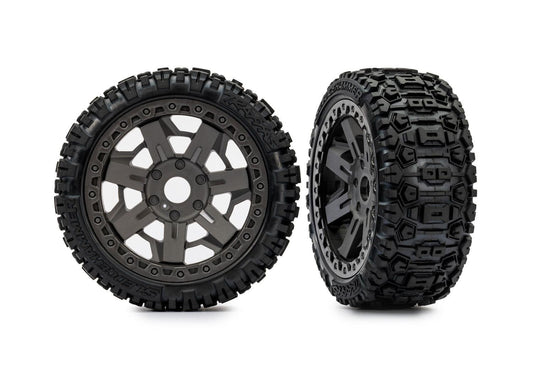 Traxxas 9073 3.0" Gray Wheels w/ Sledgehammer Tires (2) JATO 4X4 Electric.