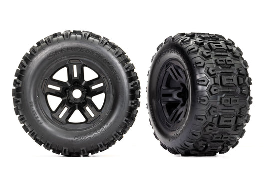 Traxxas 9672 3.8" Black 5-Spoke Wheels & Sledgehammer Tires (2)