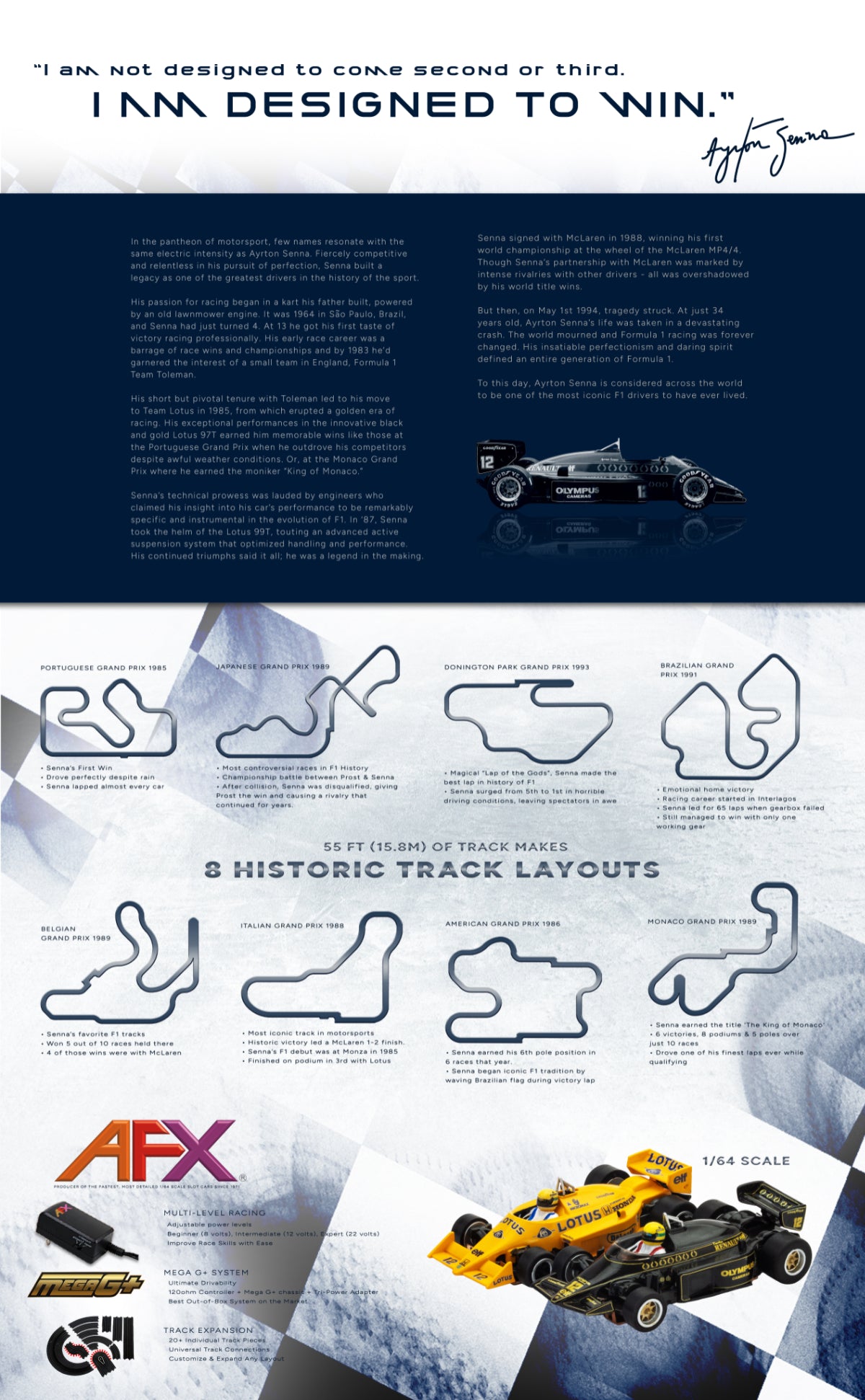 AFX Ayrton Senna Lotus Limited Edition HO Scale Slot Car Formula Race Set 22112