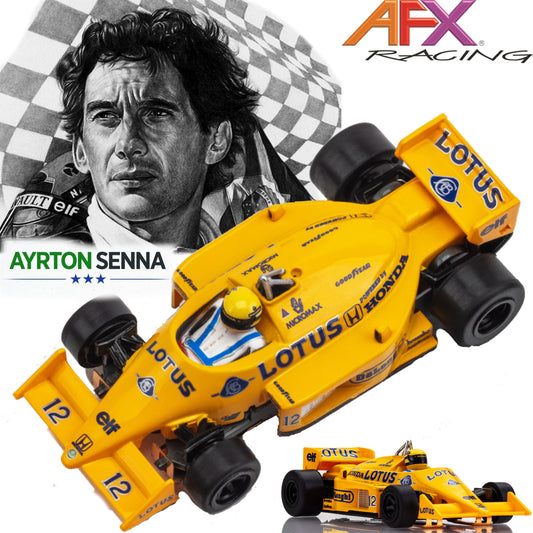 AFX 22114 Lotus 99T Ayrton Senna 1987 Yellow HO Slot Car MegaG+