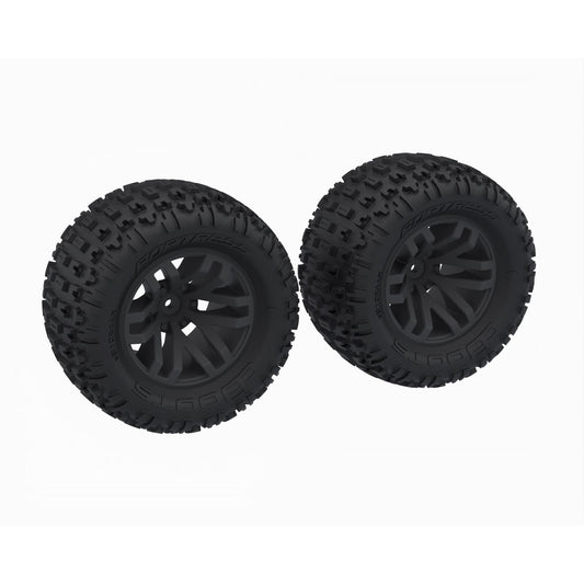 Arrma ARA-1608 dBoots 'FORTRESS MT' Tire Set Glued, Black (2) Granite