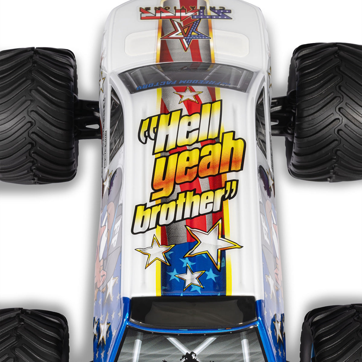 Arrma ARA2130FF 1/16 FREEDOM FLYER GROM 4X4 RTR Brushed Monster Truck, White.