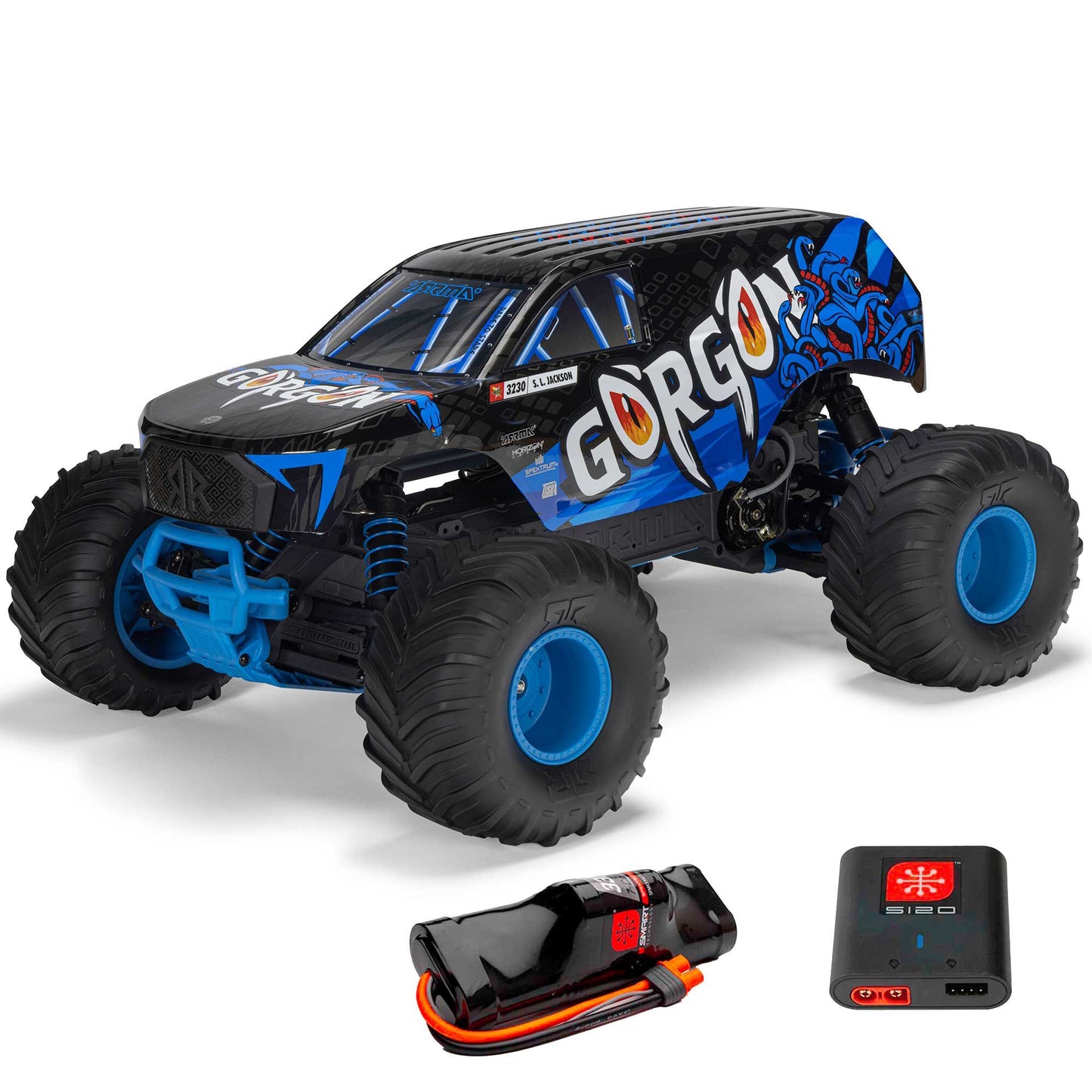 ARRMA 3230ST5 - 1/10 GORGON 2WD RTR Brushed Monster Truck - Blue