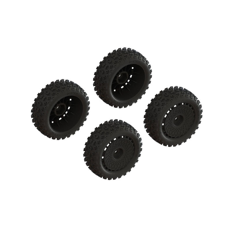 ARRMA ARA550114 dBoots '2-HO' Tire Set Glued Black 2 Pairs.