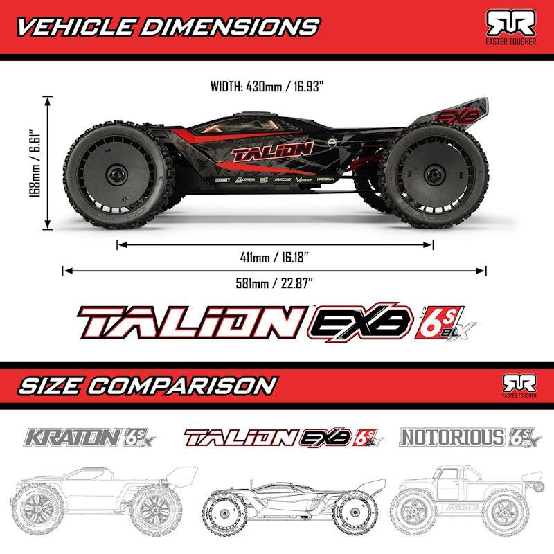 Arrma ARA7707V6T1 1/7 TALION 4X4 6S EXB BLX Brushless V6 Speed Truck RTR (BLACK).