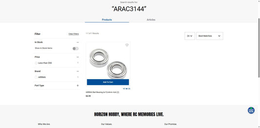 Arrma ARAC3144 Ball Bearing 6x12x4mm 4x4