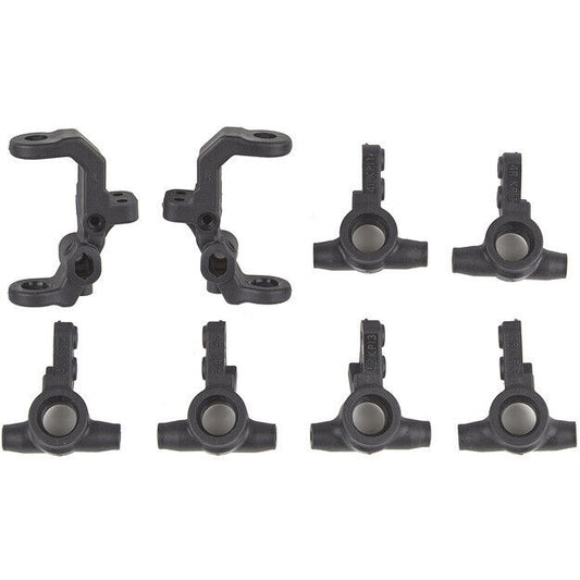Team Associated ASC92415 RC10B7 FT Caster and Steering Blocks, Carbon - PowerHobby
