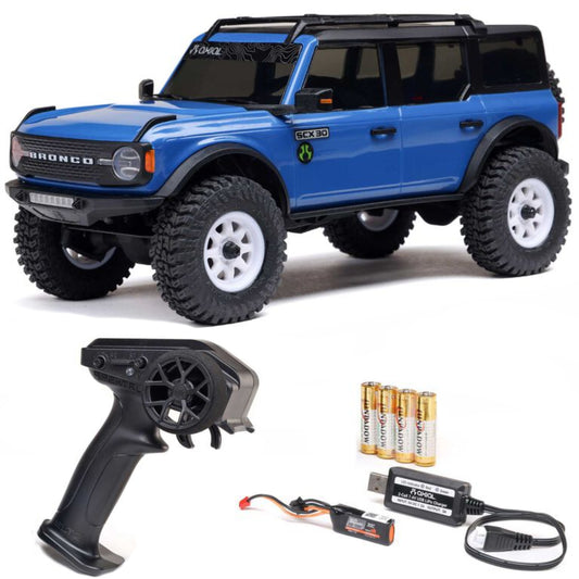 Axial 2048T1 Blue SCX30 Ford Bronco 1/30 4WD RTR Mini Crawler w/2.4GHz Radio