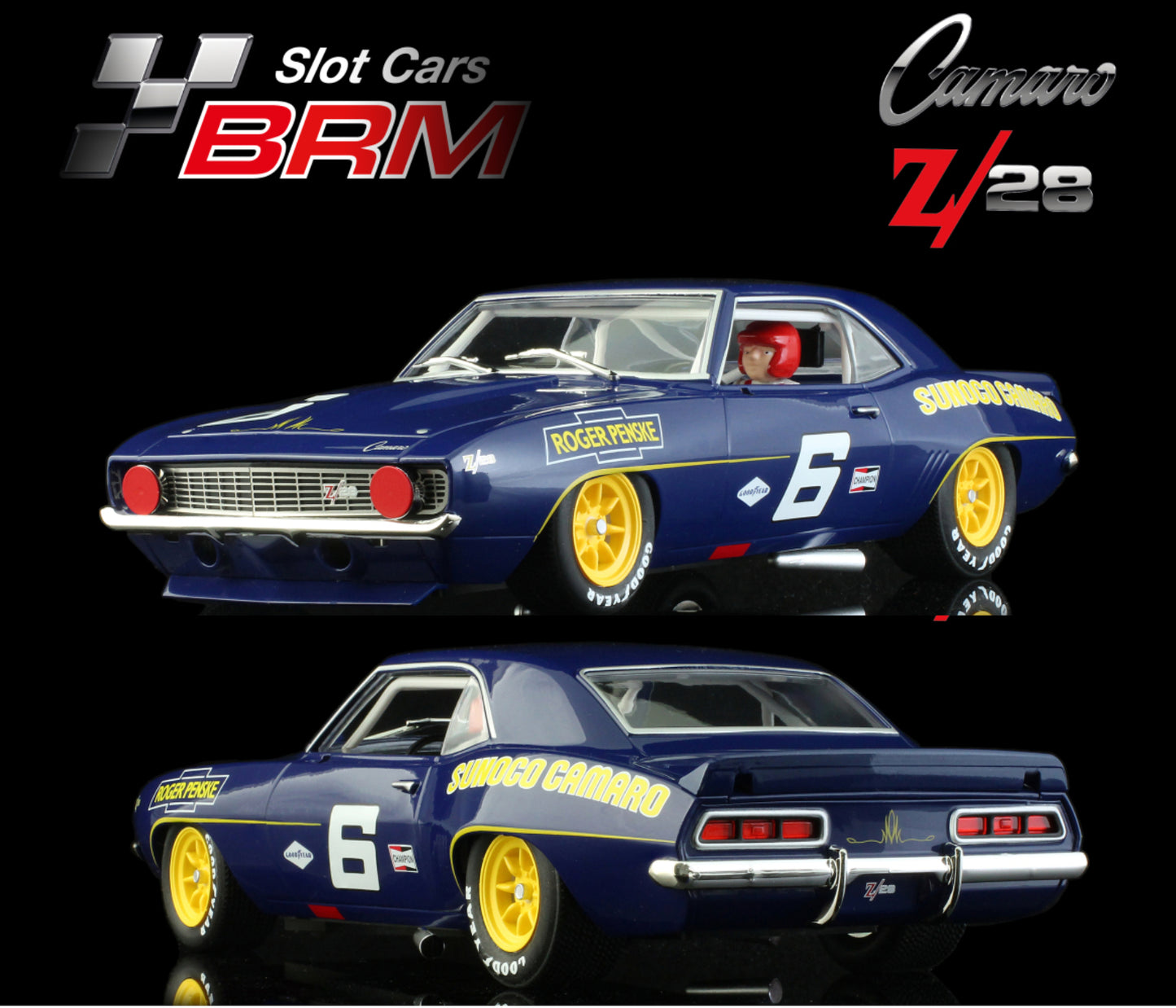 BRM Chevy Camaro Z28 Sunoco Trans-Am Mark Donohue 1/24 Slot Car BRM196.