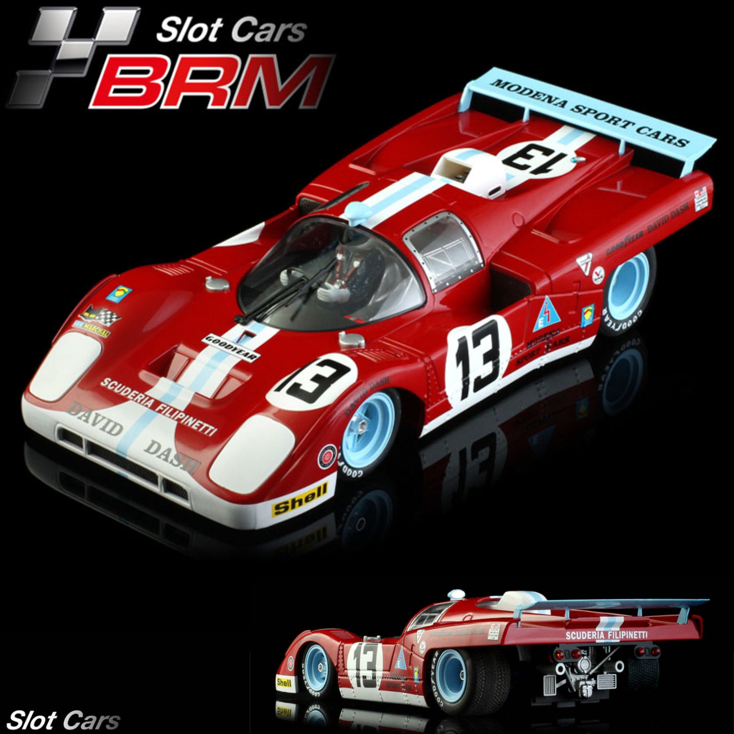 BRM Ferrari 512M Can-Am Riverside 1972 1/24 Slot Car BRM210 Scuderia Filipinetti