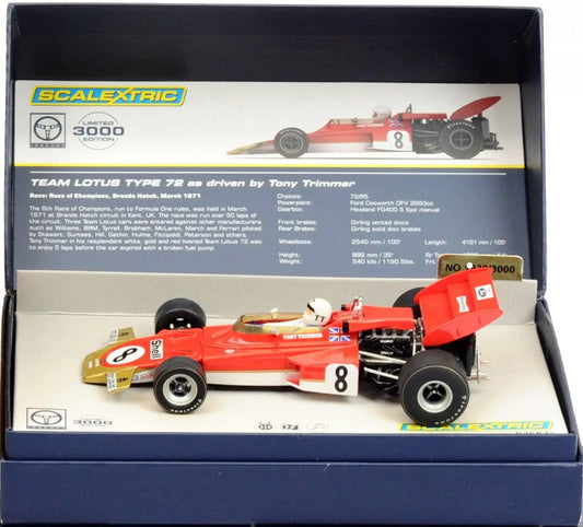 Scalextric C3657A Lotus 72 Tony Trimmer 1/32 Slot Car Legends.