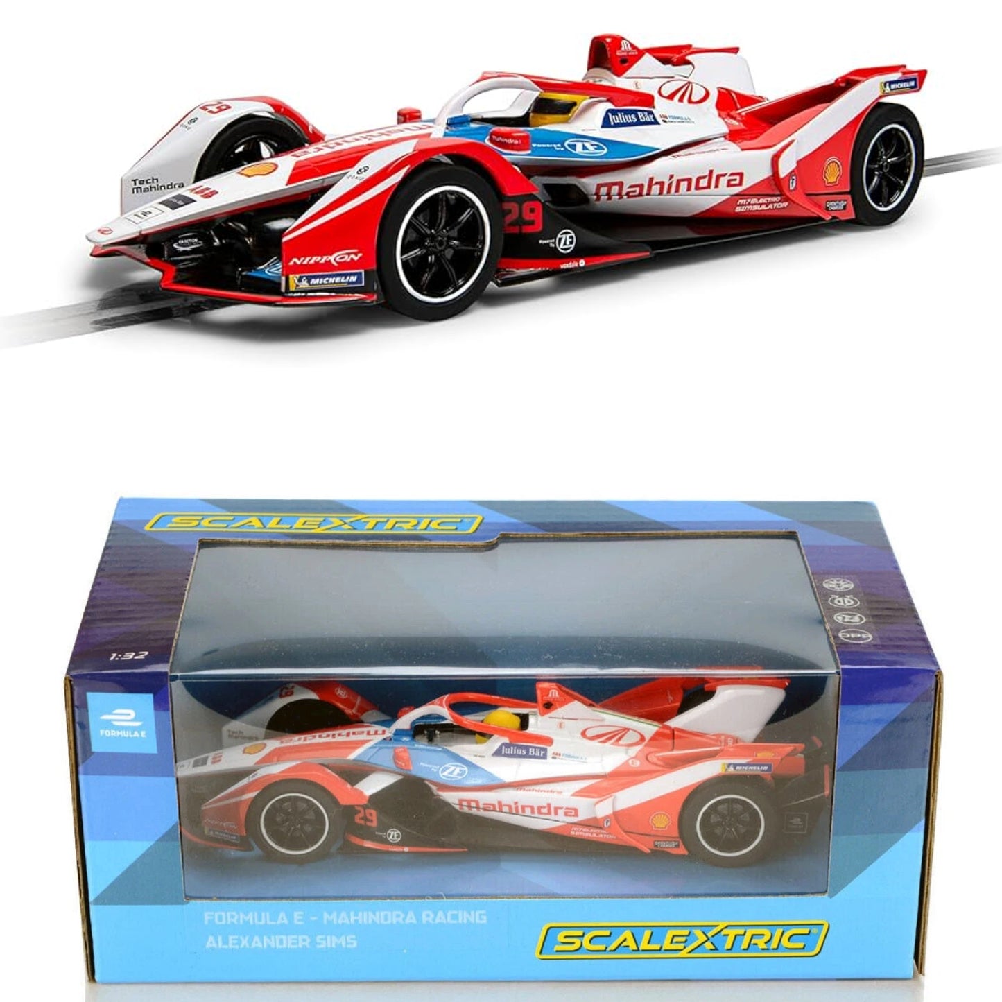 Scalextric C4285 Formula E Mahindra Racing Alexander Sims 1/32 Slot Car.