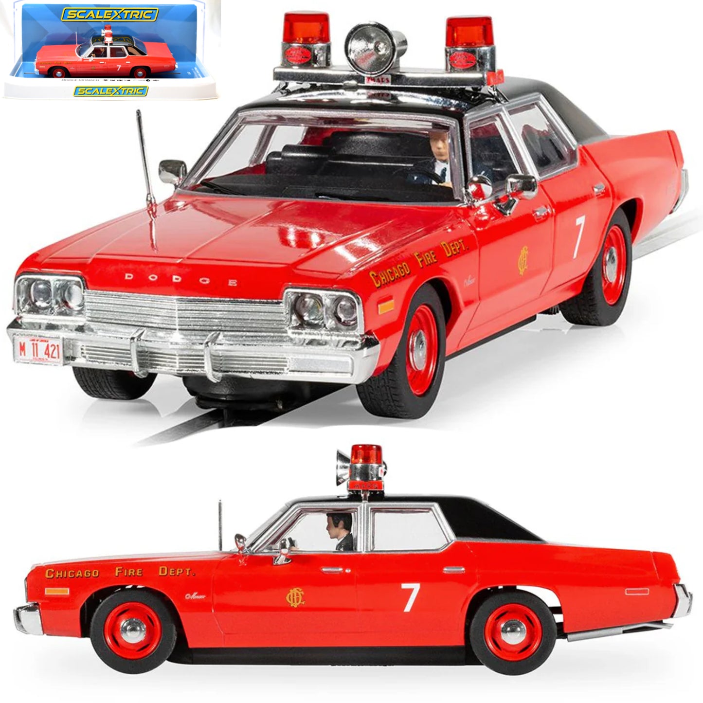 Scalextric C4408 Dodge Monaco Chicago Fire Department 1/32 Slot Car DPR