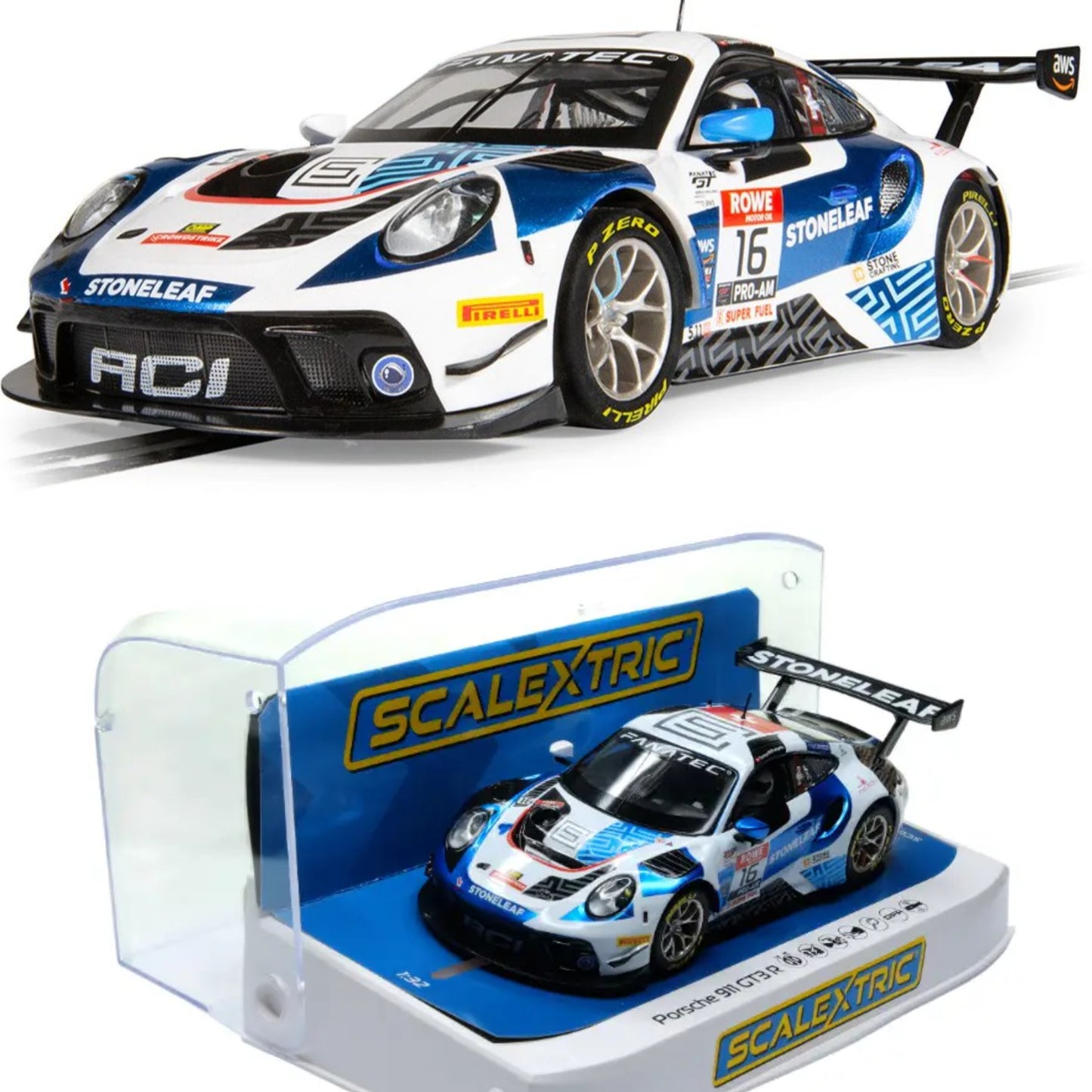 Scalextric C4522 Porsche 911 GT3 R ACI Motorsport 1/32 Slot Car DPR