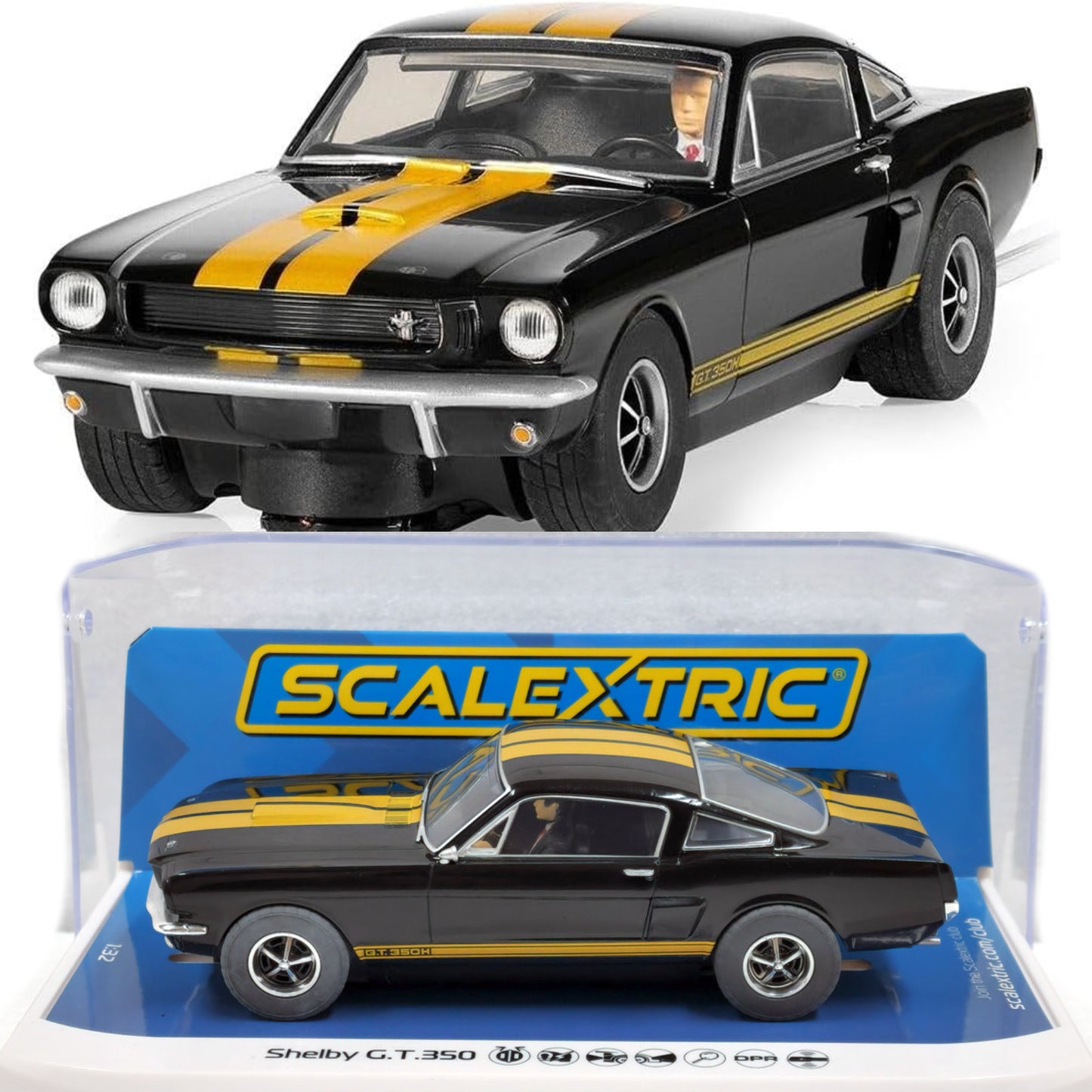 Scalextric C4542 Ford Shelby Mustang GT350H Hertz Edition 1/32 Slot Car