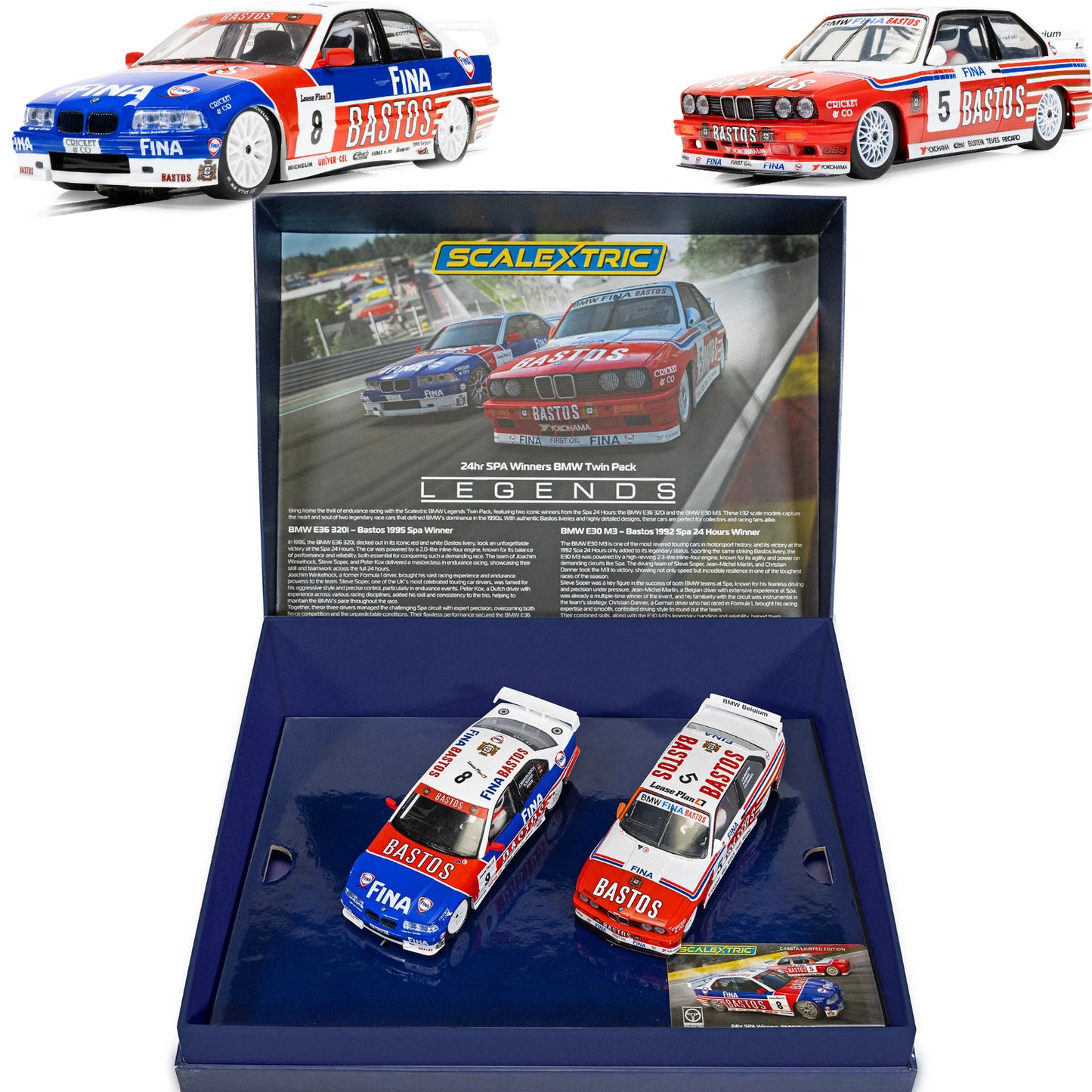 Scalextric C4587A Spa 24H Winners BMW Twin Pack E36 320i M3 1/32 Slot Car