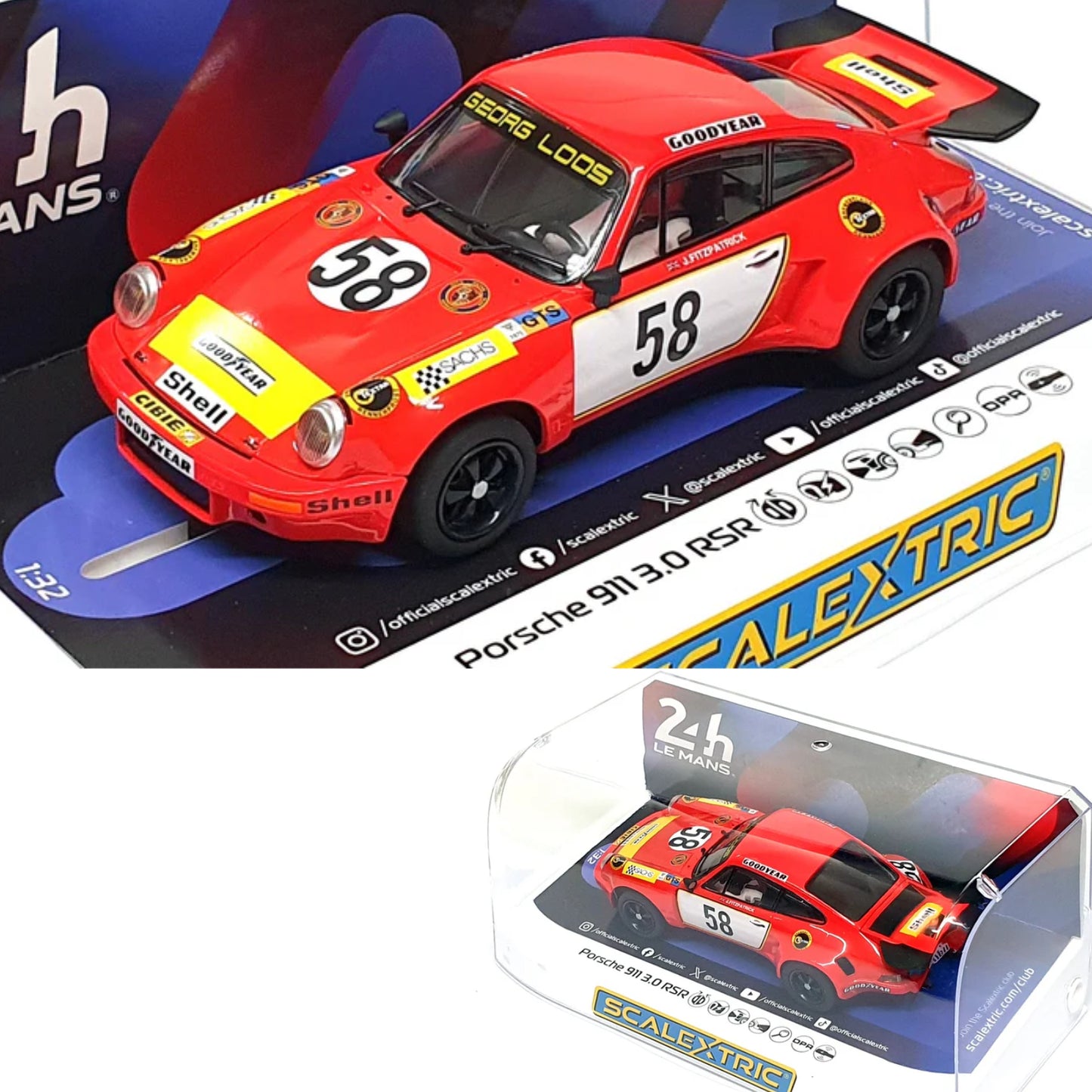 Scalextric C4594 Porsche 911 3.0 RSR GTS Winner Le Mans 1975 1/32 Slot Car
