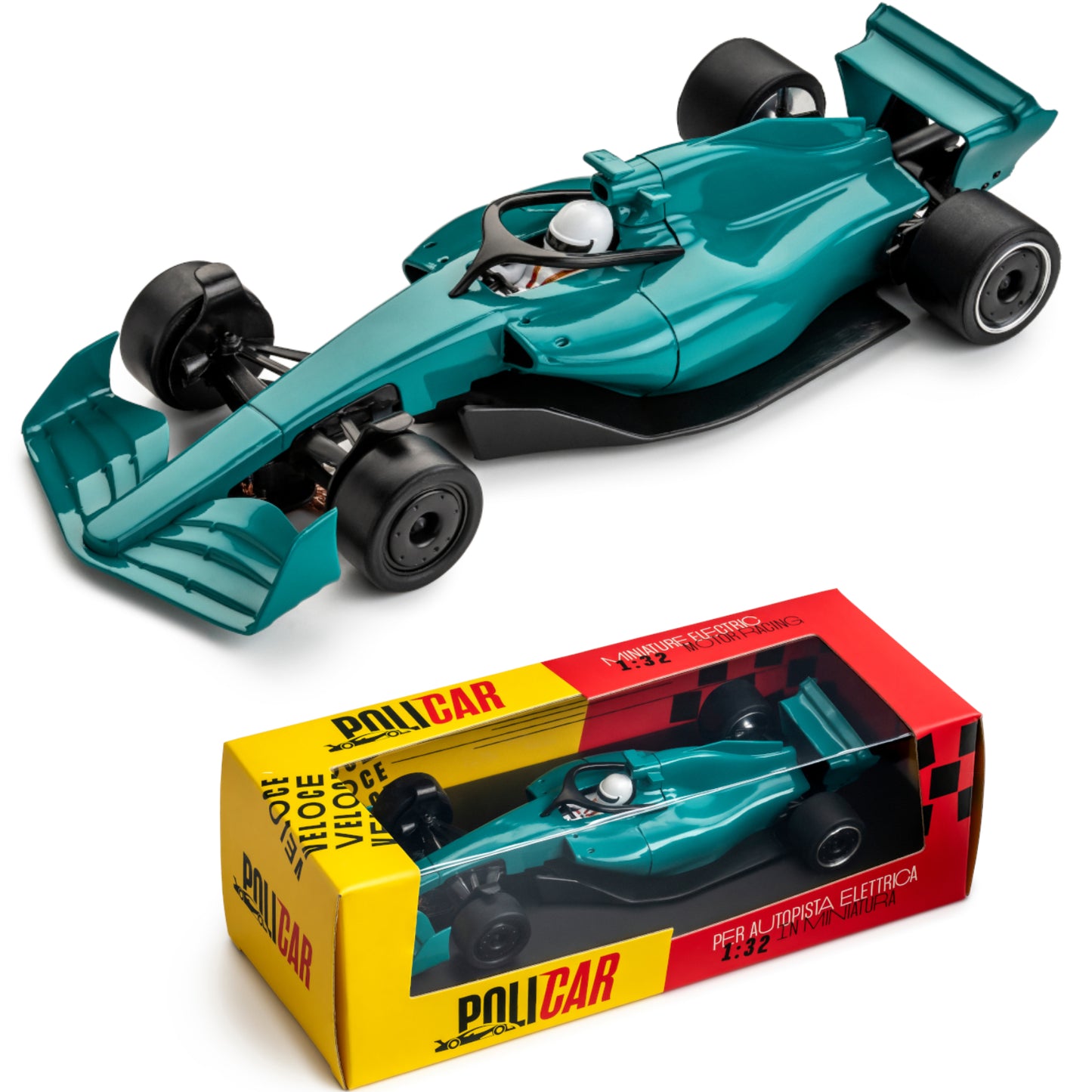 Policar Monoposto F1 2024 Green 1/32 Slot Car for Carrera Scalextric Formula One