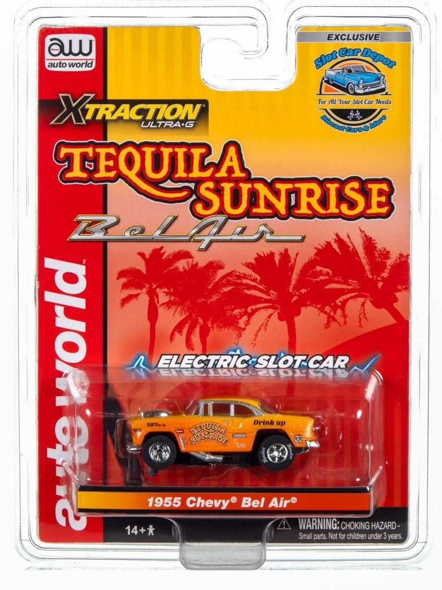 Auto World Exclusive 1955 Chevy Bel Air Tequila Sunrise HO Slot