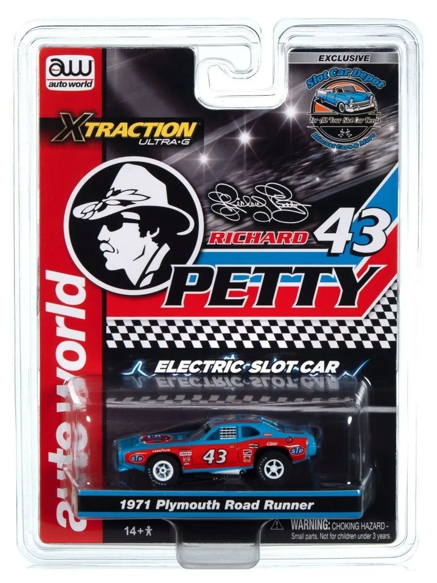 Auto World Exclusive Richard Petty '71 Plymouth Road Runner HO Slot Car - PowerHobby