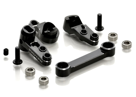 Exotek 2030 Losi 22S HD Steering Set, Full Bearing Style, 7075 Black and Silver