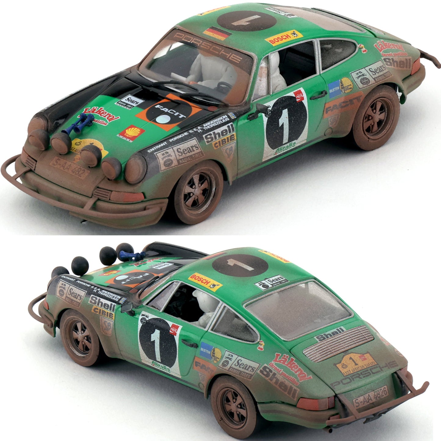 FLY Porsche 911 East African Safari Rally 1971 Dirty 1/32 Slot Car A2084AR Flyslot