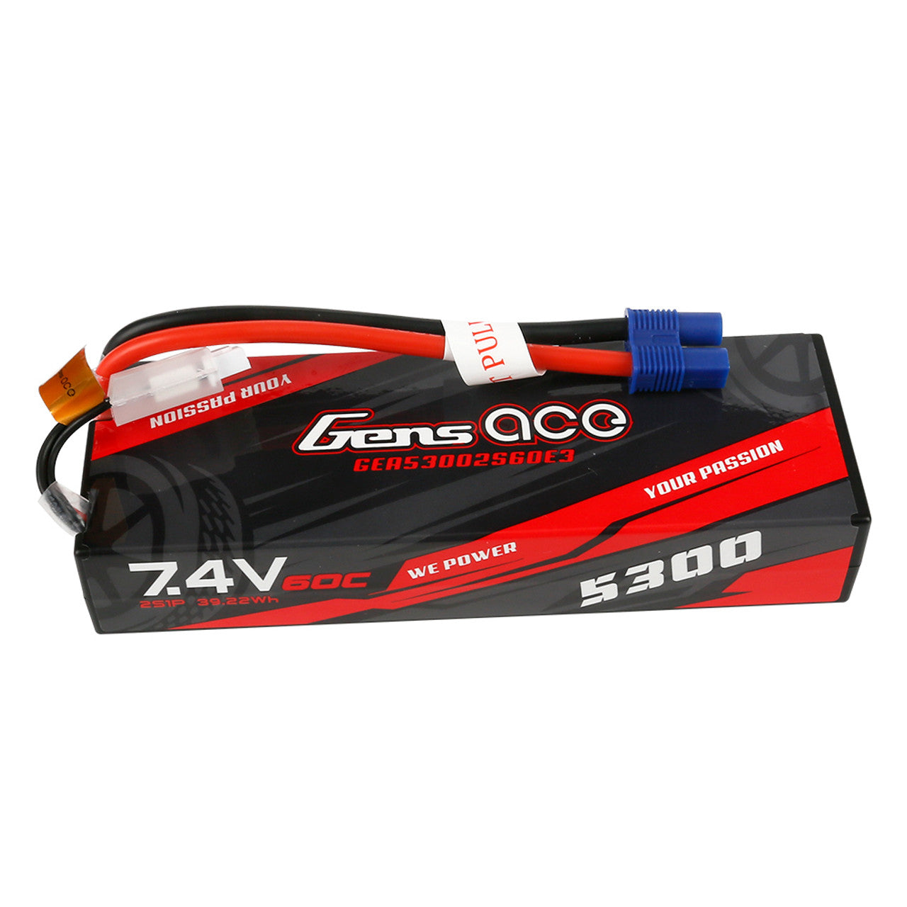 Gens ace 5300mAh 2s 60C 7.4V HardCase Lipo Battery Pack 24# with EC3 Plug for RC Car