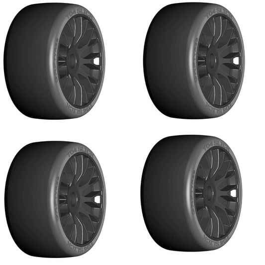 GRP GTX04-XM4 1 8 GT T04 SLICK XM4 Soft Medium Tire w/ 20 Spoked Black Wheel (4)