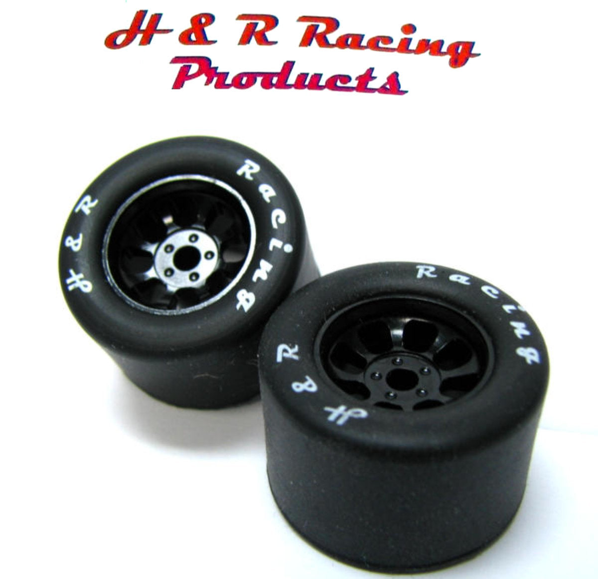 H&R Racing HR1112 Rear Silicone Tire 27x18 NASCAR Black Wheel 1/24 Slot Car