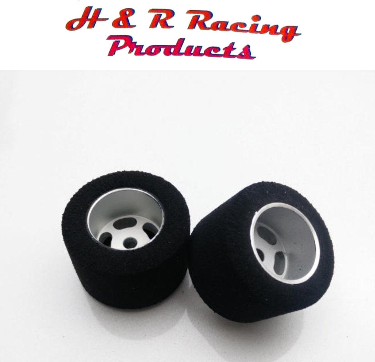 H&R Racing HR1204 Rear Hard Foam Tires 27x18 Silver Wheels 1/24 Slot ...