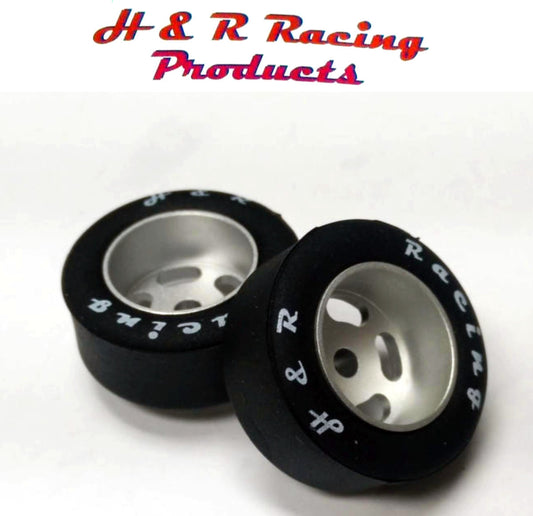 H&R Racing HR1302 Front Silicone Tires 27x12 Wheels 1/24 Slot Car 1/8 Axle