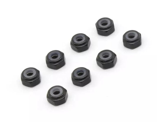 Kyosho MZW128BK M2 Alu. Nylon Color Nut 8pcs (Black)