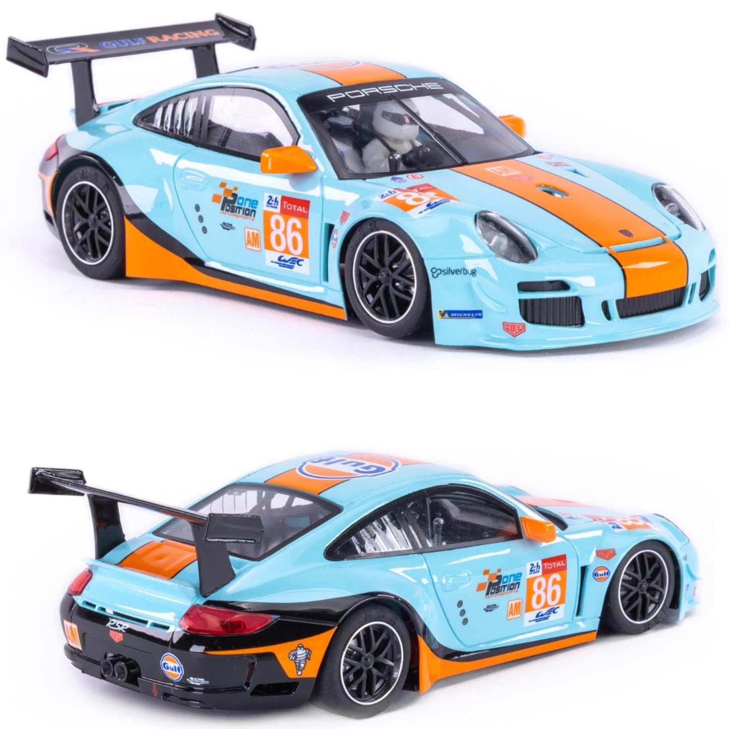 NSR Porsche 997 GT3 Gulf Le Mans 24h 2018 Anglewinder 1/32 Slot Car 0618AW.