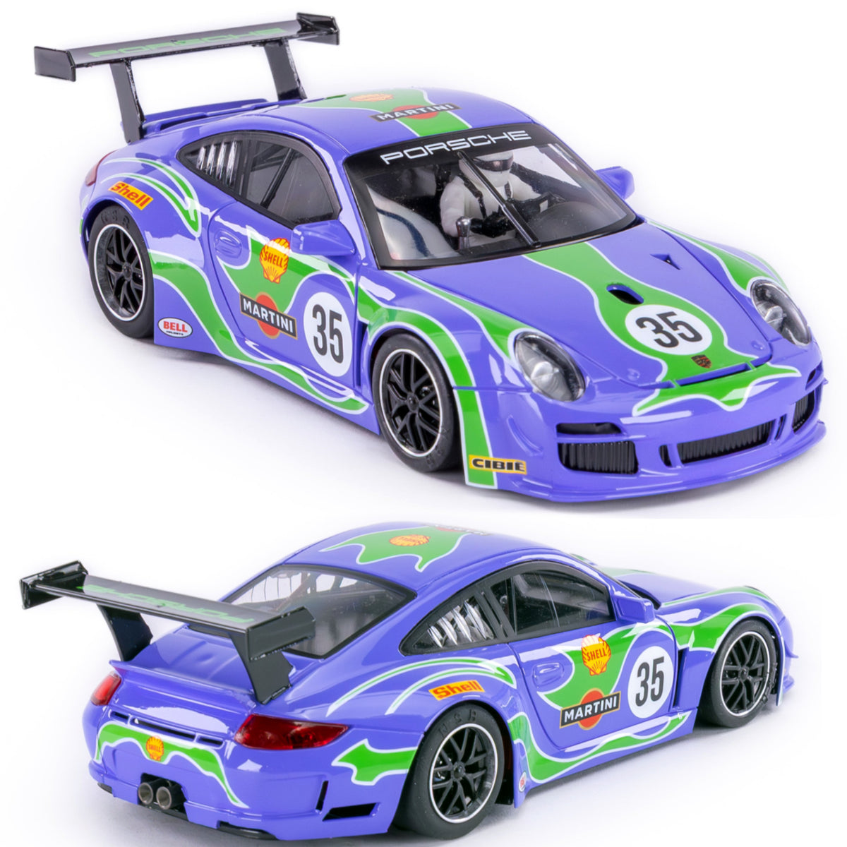 NSR Porsche 997 GT3 Purple Hippie #35 Sidewinder 1/32 Slot Car 0636SW