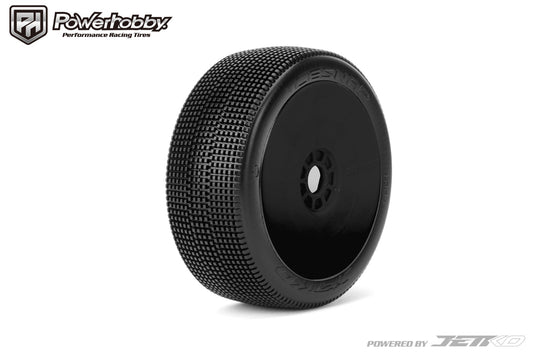Powerhobby Lesnar 1/8 Buggy Mounted Tires Black Dish Wheels (2) Super Soft - PowerHobby