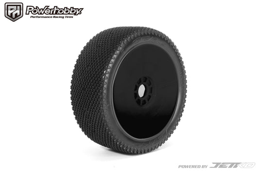 Powerhobby J-Zero 1/8 Buggy Mounted Tires Black Dish Wheels (2) Super Soft - PowerHobby