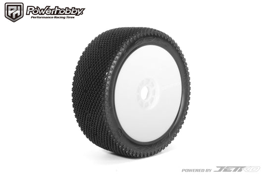 Powerhobby J-Zero 1/8 Buggy Tires White Dish Wheels (2) Ultra Soft Unglued - PowerHobby