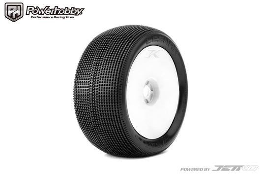 Powerhobby Lesnar 1/8 Truggy Mounted Tires White Dish Wheels (2) Medium Soft - PowerHobby